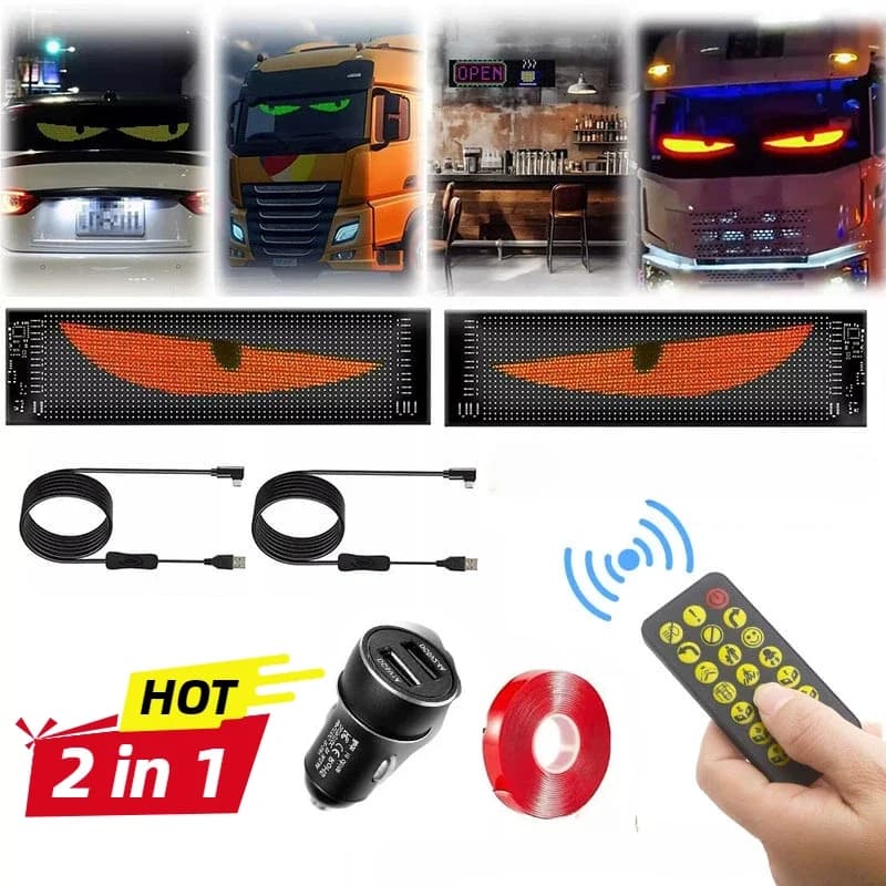 2 in 1 LED Matrix Pixel Panel Display Screen Flexible RGB Car Graffiti Scrolling Text Animation Shop Reminder Light Bluetooth