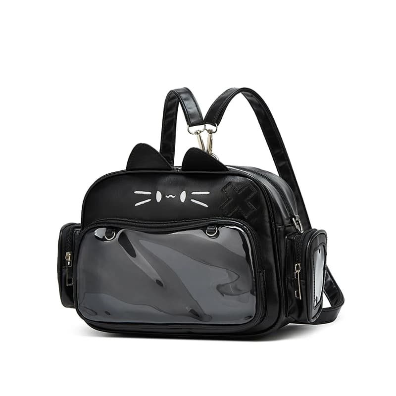 Fashion College Style Female Small Ita Bag Cat Backpacks for Women Leather Casual Lolita Jk Harajuku Shoulder Bag