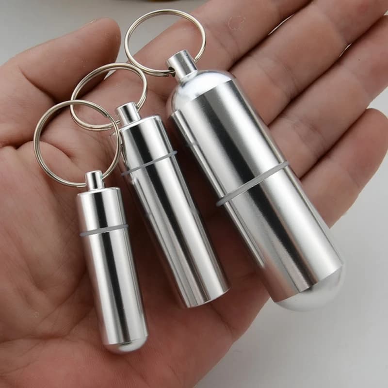 Waterproof Aluminum Alloy Pill Box Portable Medicine Case Capsule Container Bottle Holder Outdoor Pill Case Keychain