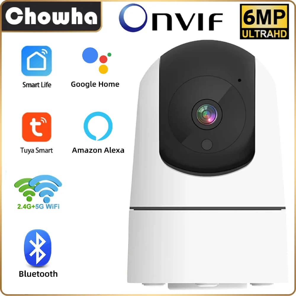ONVIF Tuya WiFi IP Camera 6MP Indoor Wireless Security Surveillance Camera Auto Tracking Baby Monitor Smart Home CCTV IP Camera