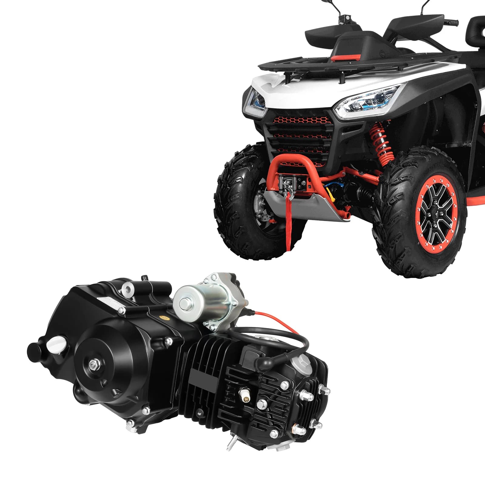 125CC 4-Stroke ATV Engine Motor Semi-Auto with Reverse Electric Start Fit GO Karts ATV Engine Two-stage Transmission