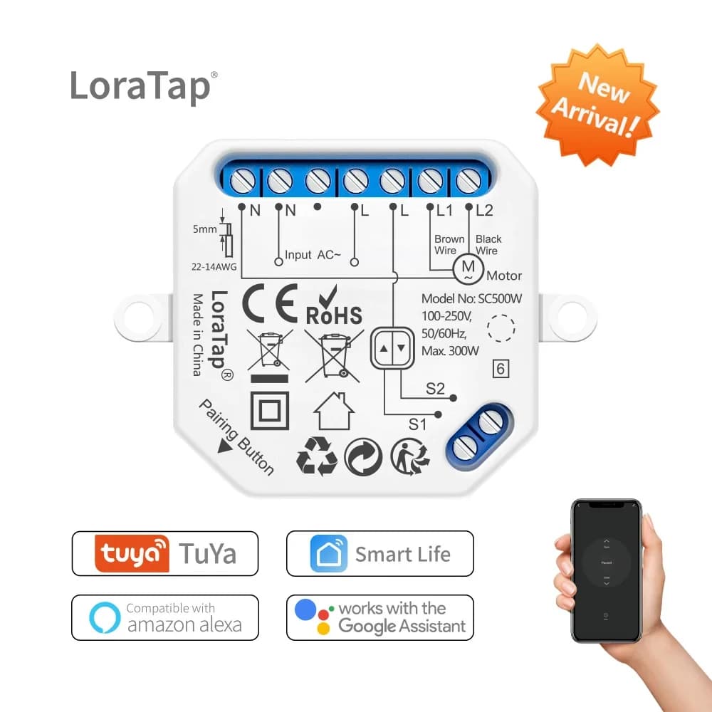 Tuya Smart Life WiFi Blind Curtain Switch Module for Rolling Shutter Google Home Alexa Voice Control App Timer DIY LoraTap