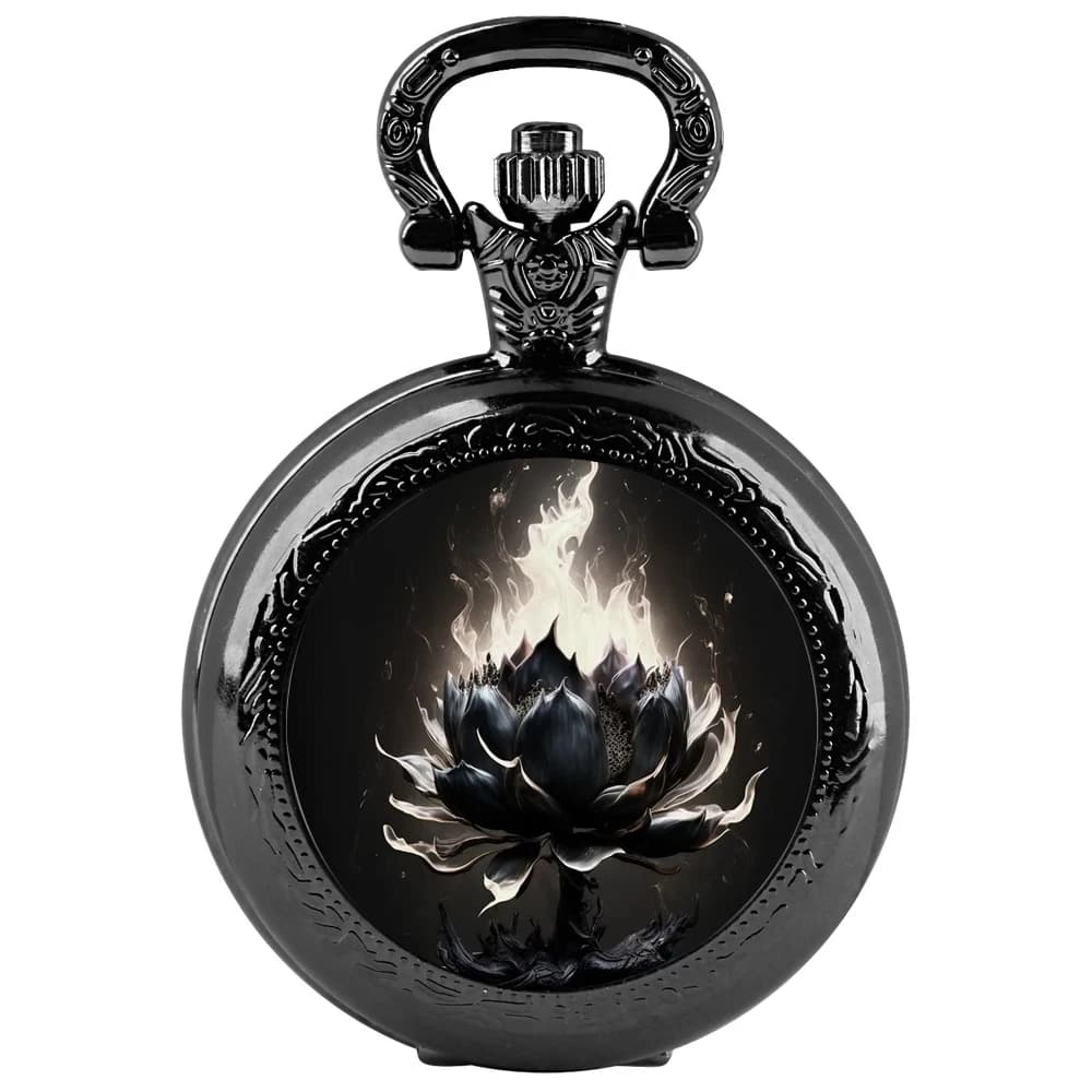 [Black Lotus of Destruction] Exclusively designed glass patch quartz pocket watch - Fashion business gifts for men and women