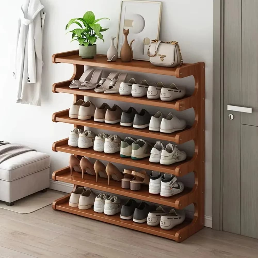 Wooden Shoe Storage Shelves Simple Shoes Storage Rack Stackable Multifunctional Front Door Shoes Racks Household Closet Shelf