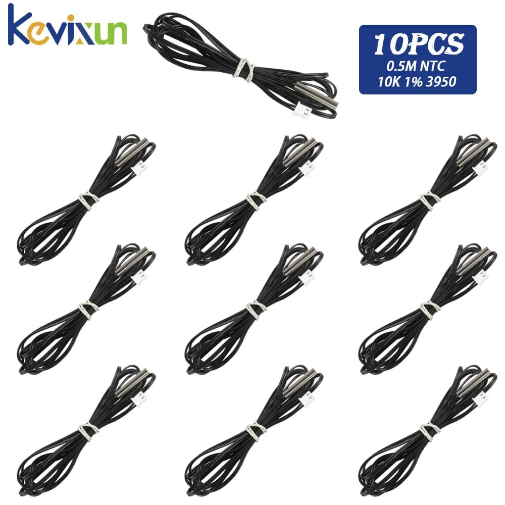10pcs 0.5M NTC Thermistor Accuracy Temperature Sensor 10K 1% 3950 Digital Temperature Sensor Probe For W1209 W1401 DIY Kit