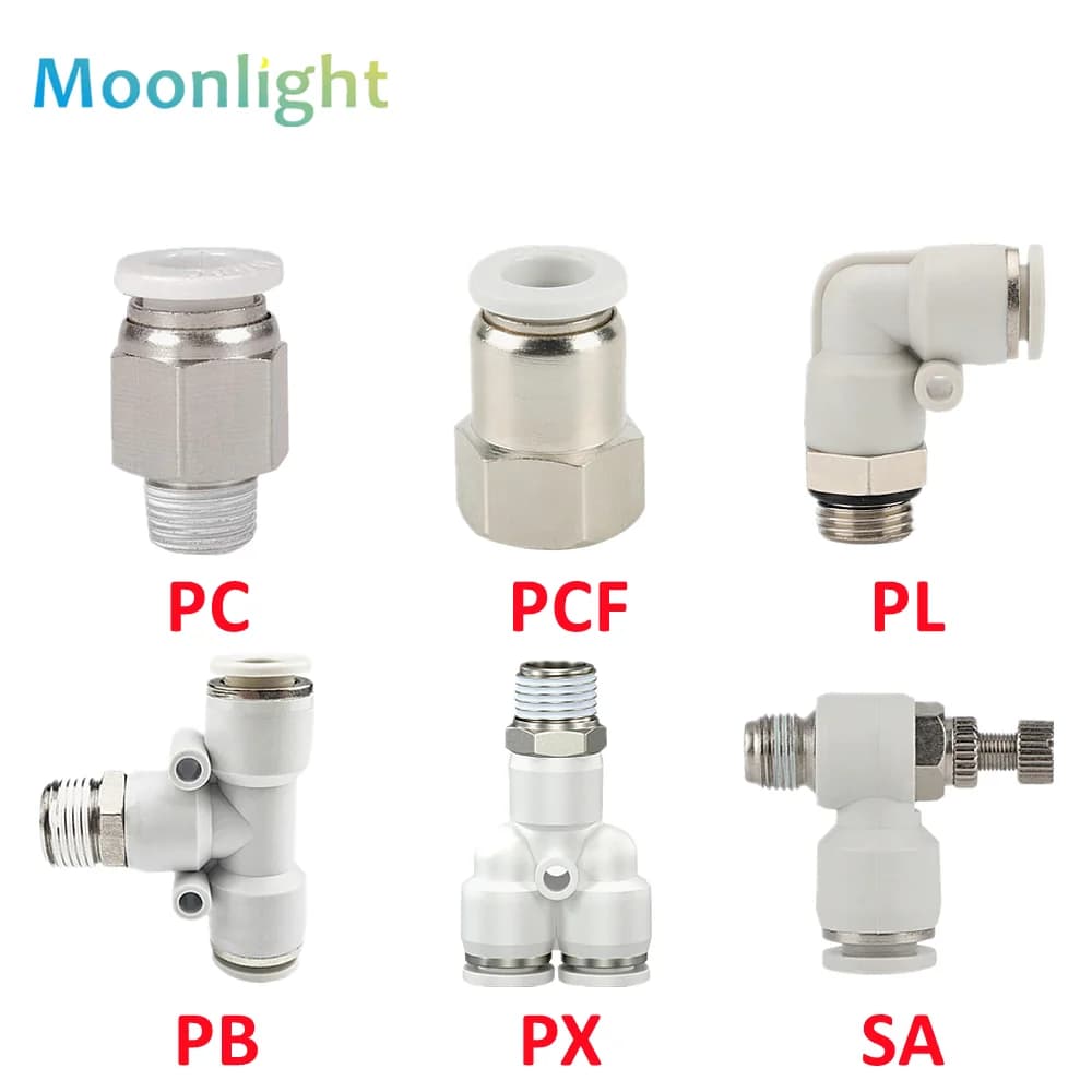 Pneumatic Connector White Plastic Hose Fitting Male Thread PC/PCF/PB/PL/PX/SL Air Pipe Quick Fittings 12/10/8/6/4mm 1/4 1/2 1/8"