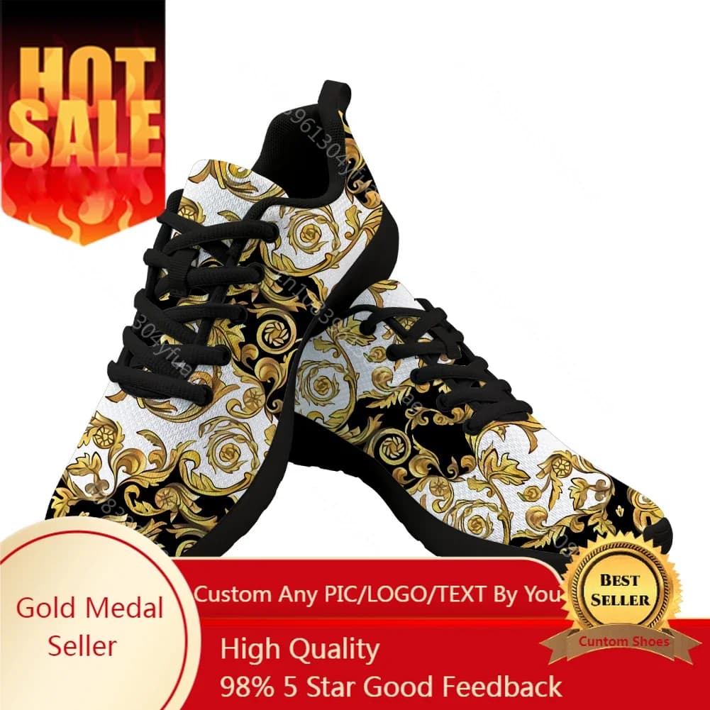 Scarpe Da Uomo Nuove Di Lusso Con Stampa Floreale Europea Dorata Scarpe Da Ginnastica Casual Da Donna Designer Di Marca S