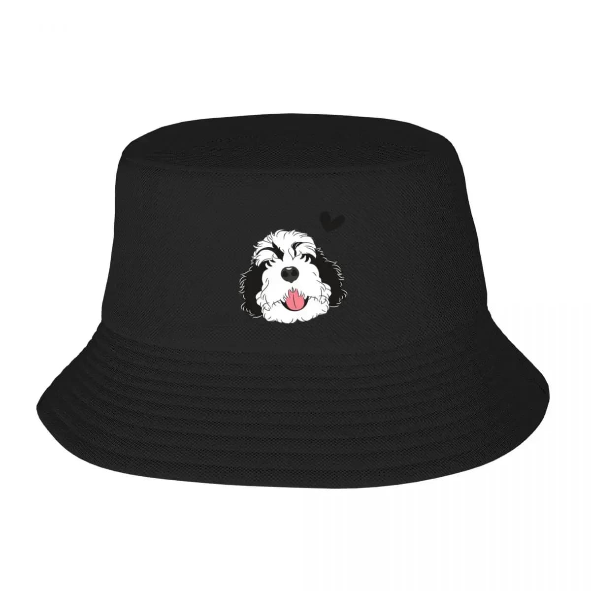 LOVE Black and White Bernedoodle Bucket Hat Brand Man cap Luxury Cap Caps For Men Women's
