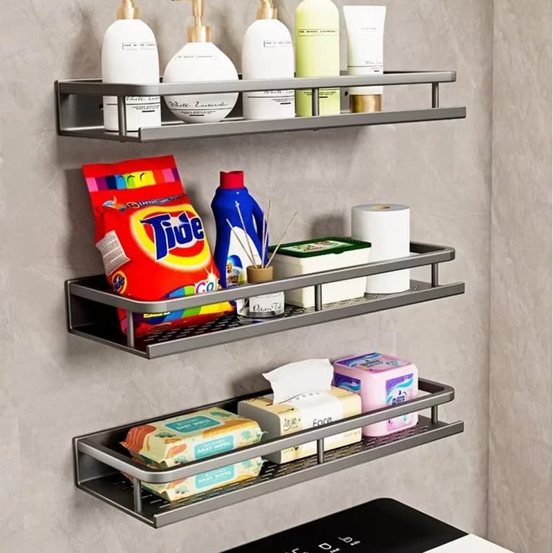 Bathroom Shelf Shelves Wall Mounted Shampoo Storage Rack For Kitchen Holder Square Bath Organizer Kitchen storage
