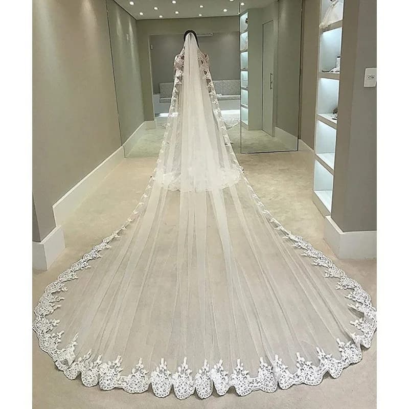 Long Tulle Wedding Bridal Veil Lace Wedding Veil 2025 Bridal Bride