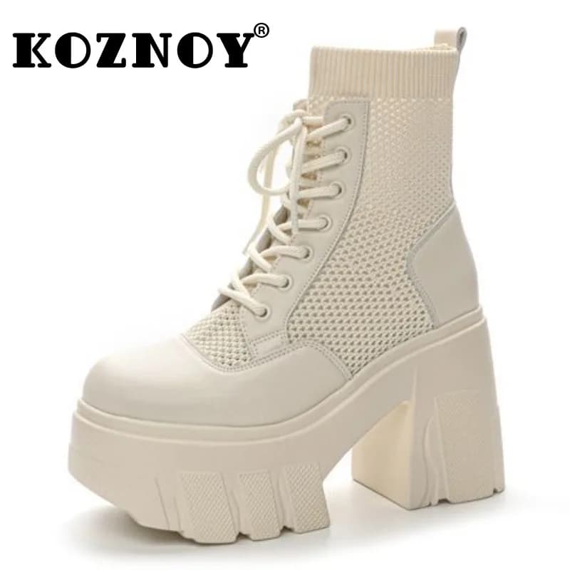 Fujin 11cm Synthetic Women Designer Hollow Knee Booties Luxury Ankle Sandals Shoes Summer Air Mesh ZIP High Brand Sneakers Boots