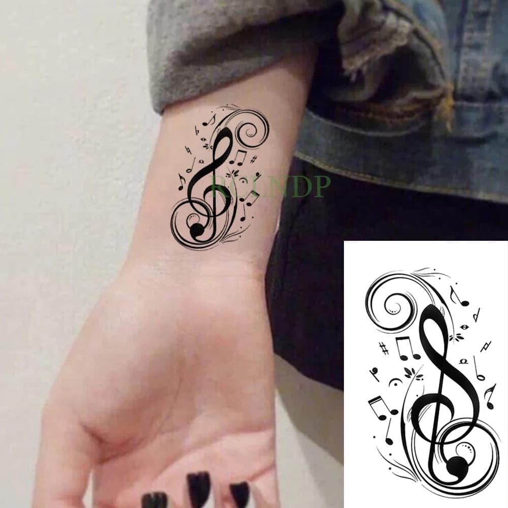Waterproof Temporary Tattoo Sticker musical note Fake Tatto Flash Tatoo Hand Back Foot tattoos for Girl Women Men Kid