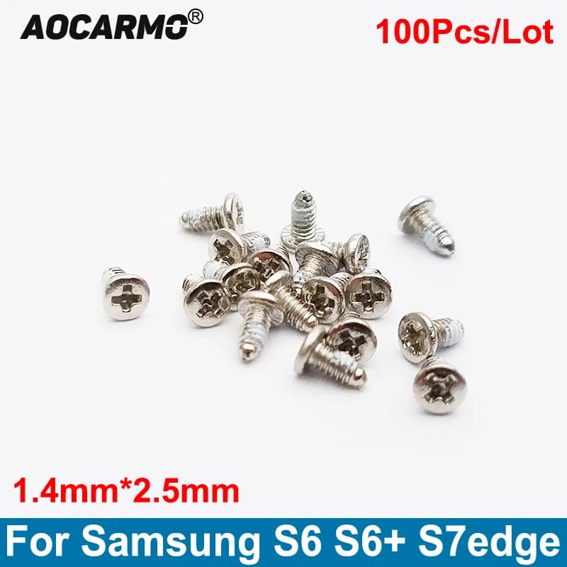 Aocarmo 100Pcs/Lot Replacement 1.4*2.5mm Inside Motherboard Frame Screw For Samsung Galaxy S6 S7 Edge Plus S6+