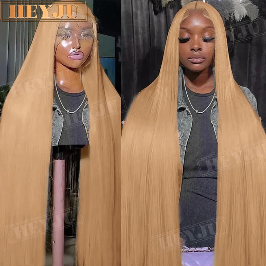 Honey Blonde Wig Human Hair 13x6 #27 Straight Lace Front Human Hair Wigs Brazilian Colored 13x4 Hd Transparent Lace Frontal Wig