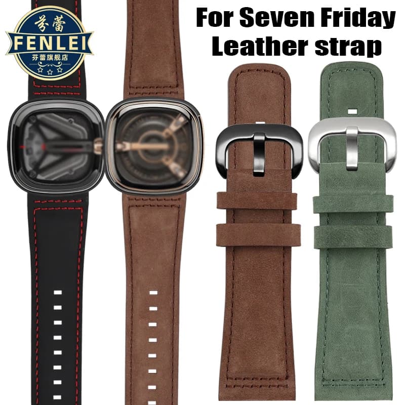 For Seven Fridays Watch Strap 203 M203 P1 P2 S2 M2 Q2 03 Genuine Leather Men's Accessories Retro Cowhide Watchband 28mm Bracelet