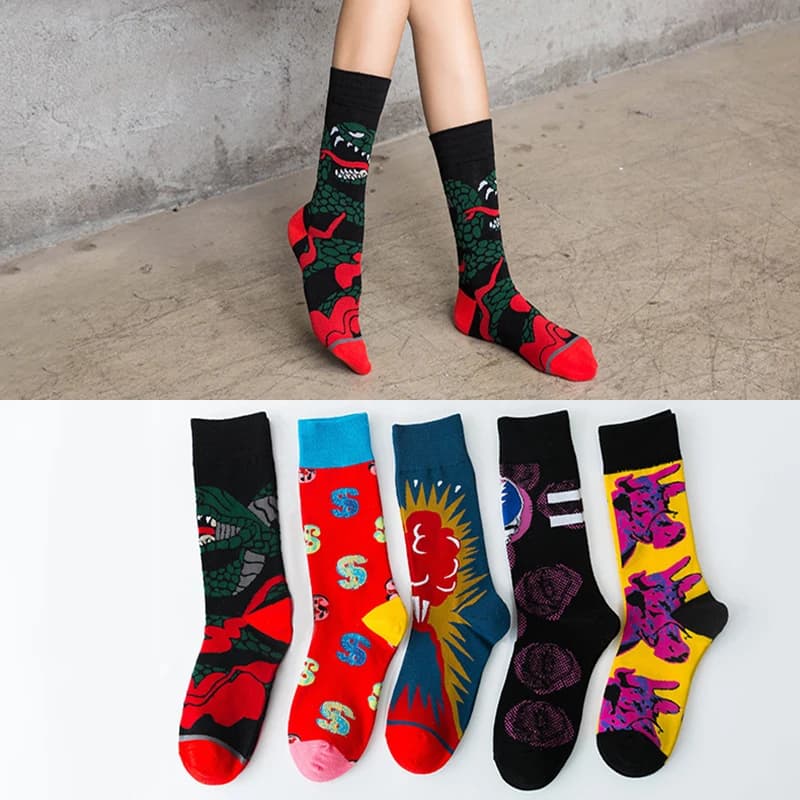 Retro men's mid-tube socks pure cotton ins tide brand net red trend men's socks