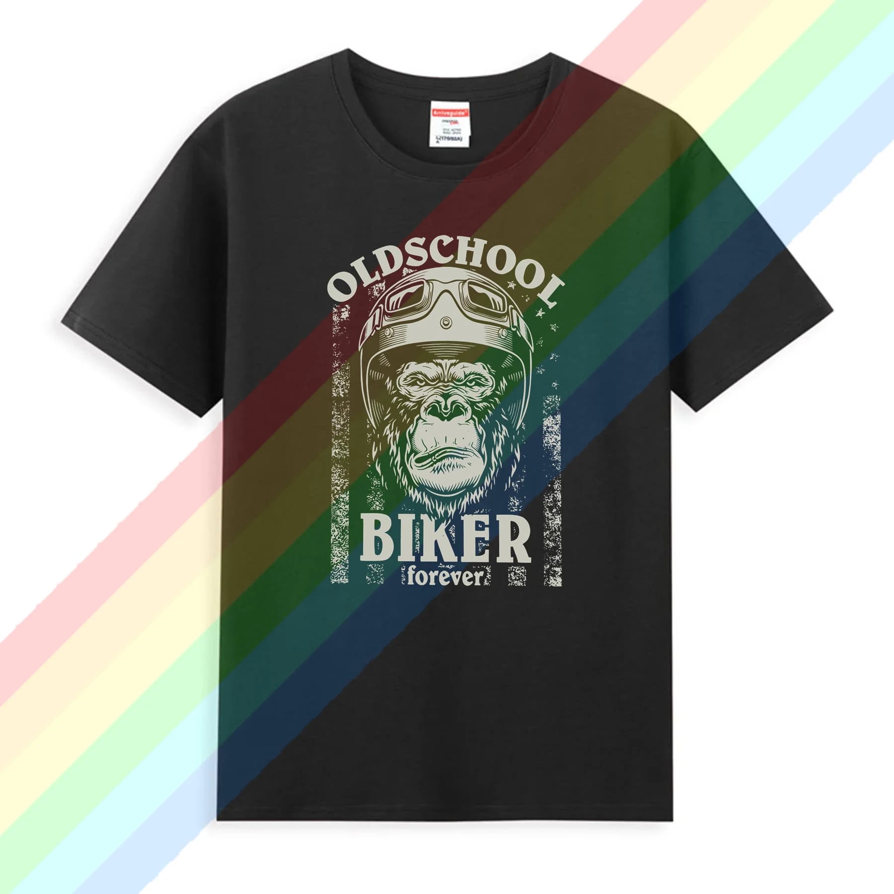 Old School Biker Motorcycle Bike Gorilla Men T Shirts Racing Tee Shirt Round Collar T-Shirt Cotton Birthday Present Clothing