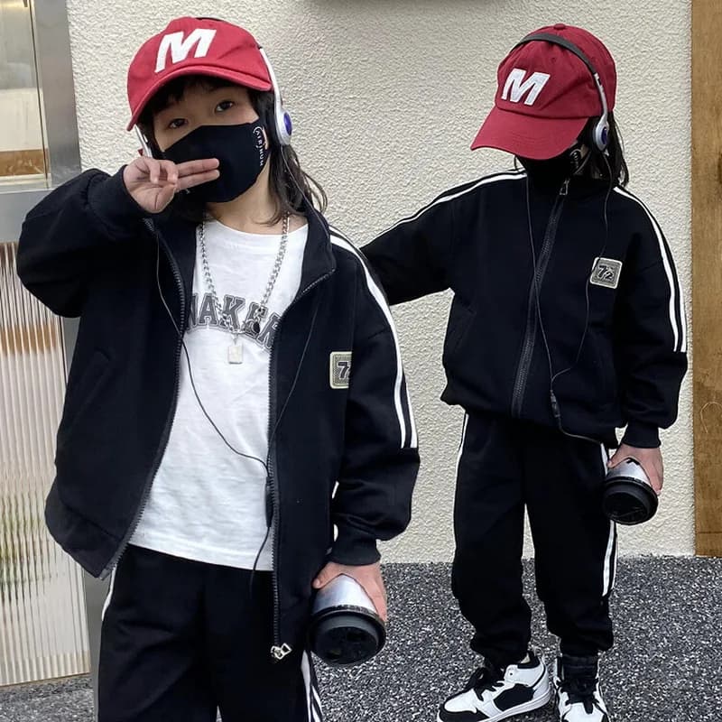 Boys Fashion Set For Spring Autumn 2023 New Kids Clothes Casual Zipper Jacket & Pants 2 Pieces Suits 90-150cm Children Tracksuit