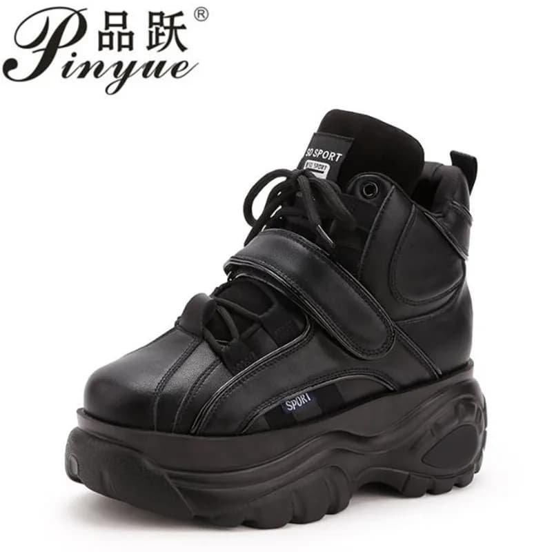 9cm Woman Spring New Sneakers High Top Female Fashion Casual  Comfortable Sneakes Platform boots size 35 42