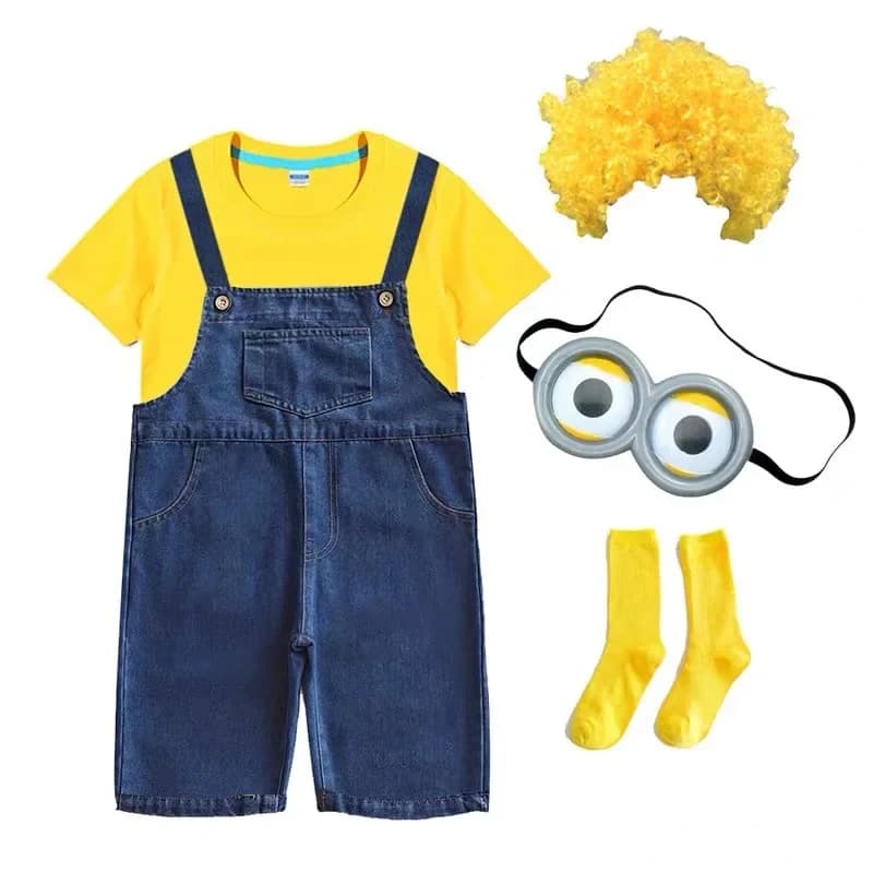 Movie Cartoon Little Yellow Men Cosplay Funny Dress Up Cute Rompers for Children Despicable Me Performance Carnival Party