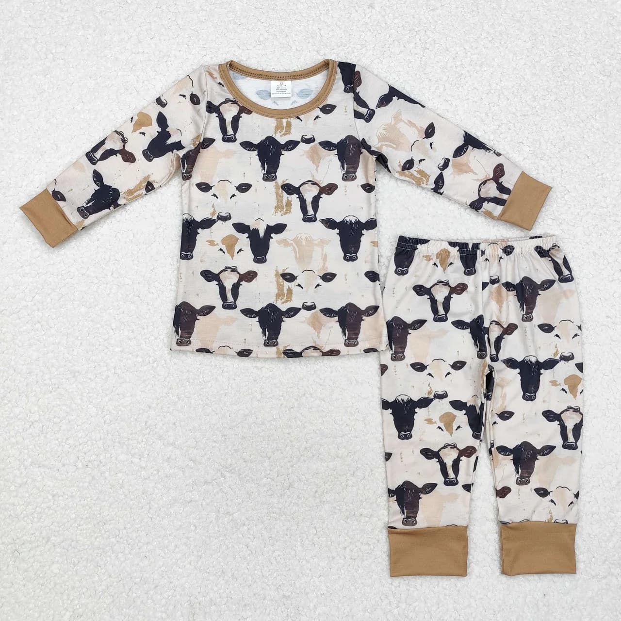 Wholesale Baby Boy Long Sleeves Shirt Tee Pants Children Kids Western Cow Pajamas Set Toddler Outfit Infant Bamboo Nightwear