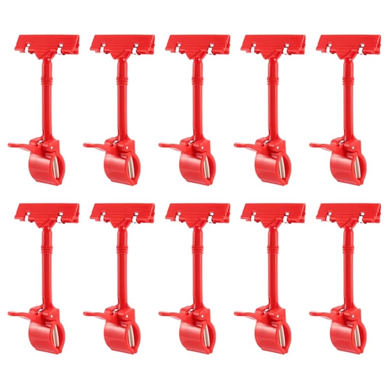 10X Merchandise Retail Sign Card Price Tag  Display Holder Clip Clamp Red