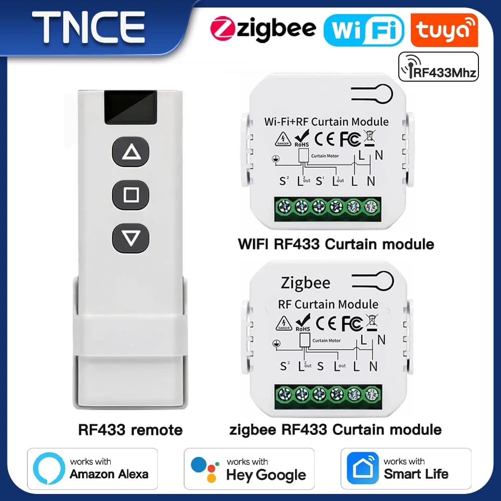 TNCE Tuya Curtain Switch module wifi zigbee rf433mhz, Roller Blinds Shutter Motor breaker, Smart Control Voice Alexa Google Home