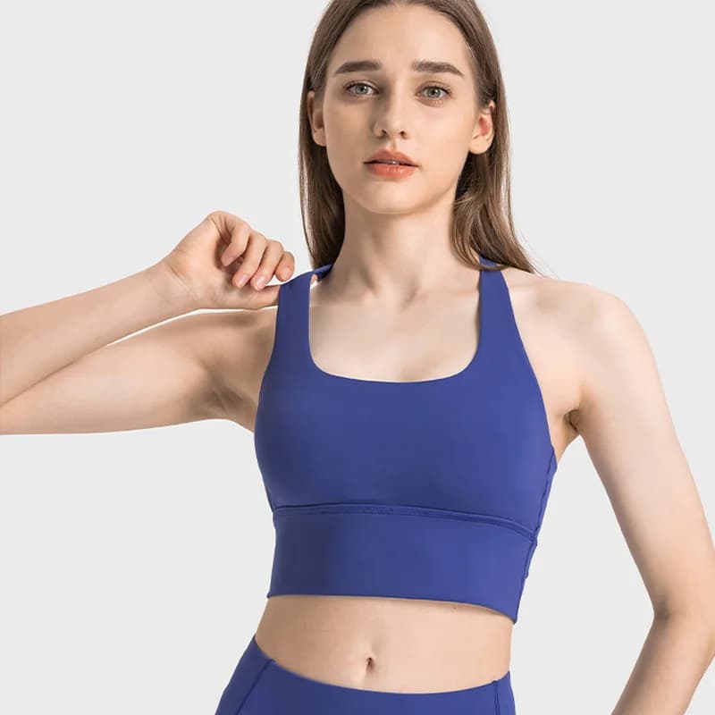 Women Fitness Sporty Bra Top Gym backless Athletic Back Cutout Cross Tight Workout Soft