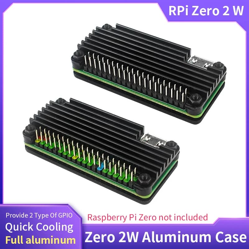 Raspberry Pi Zero 2 W Aluminum Case Metal Shell Passive Cooling Heat Sink GPIO Header for Raspberry Pi Zero 2W