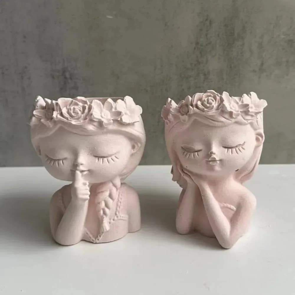 Sleeping Beauty Potted Silicone Mold Vase Garland Girl Flower Pot Gypsum Resin Epoxy Dropping Mould DIY Handmade Home Decor Gift