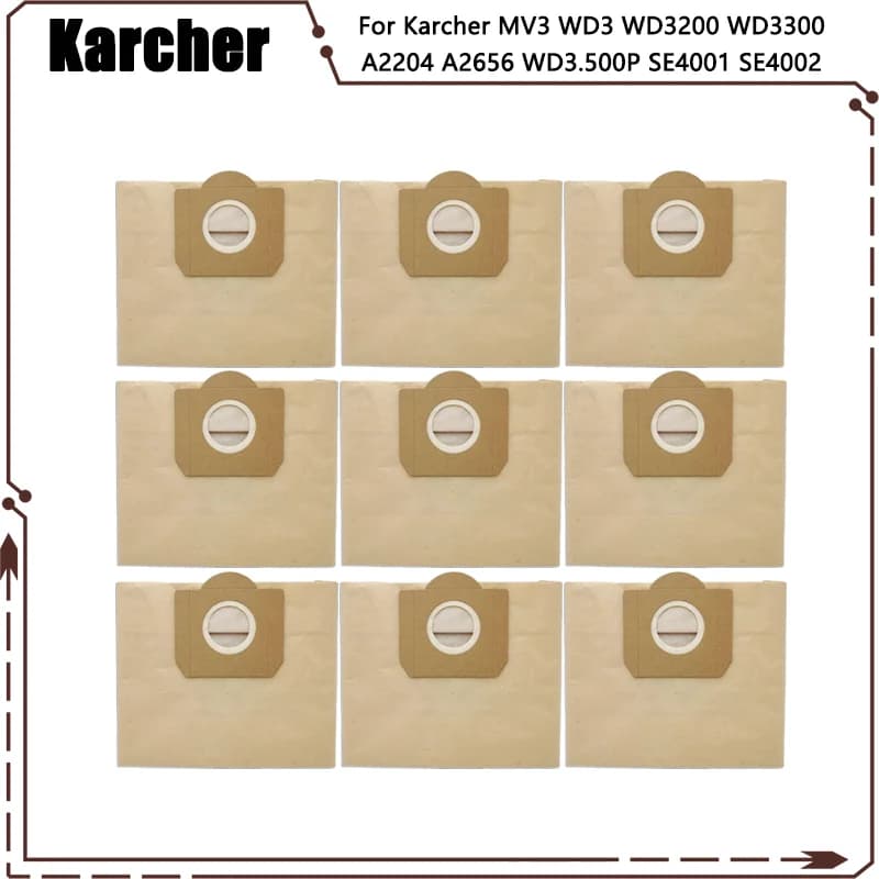 Replacement Dust Bag Hepa Filter For Karcher MV3 WD3 WD3200 WD3300 A2204 A2656 WD3.500P SE4001 SE4002 Vacuum Cleaner Parts