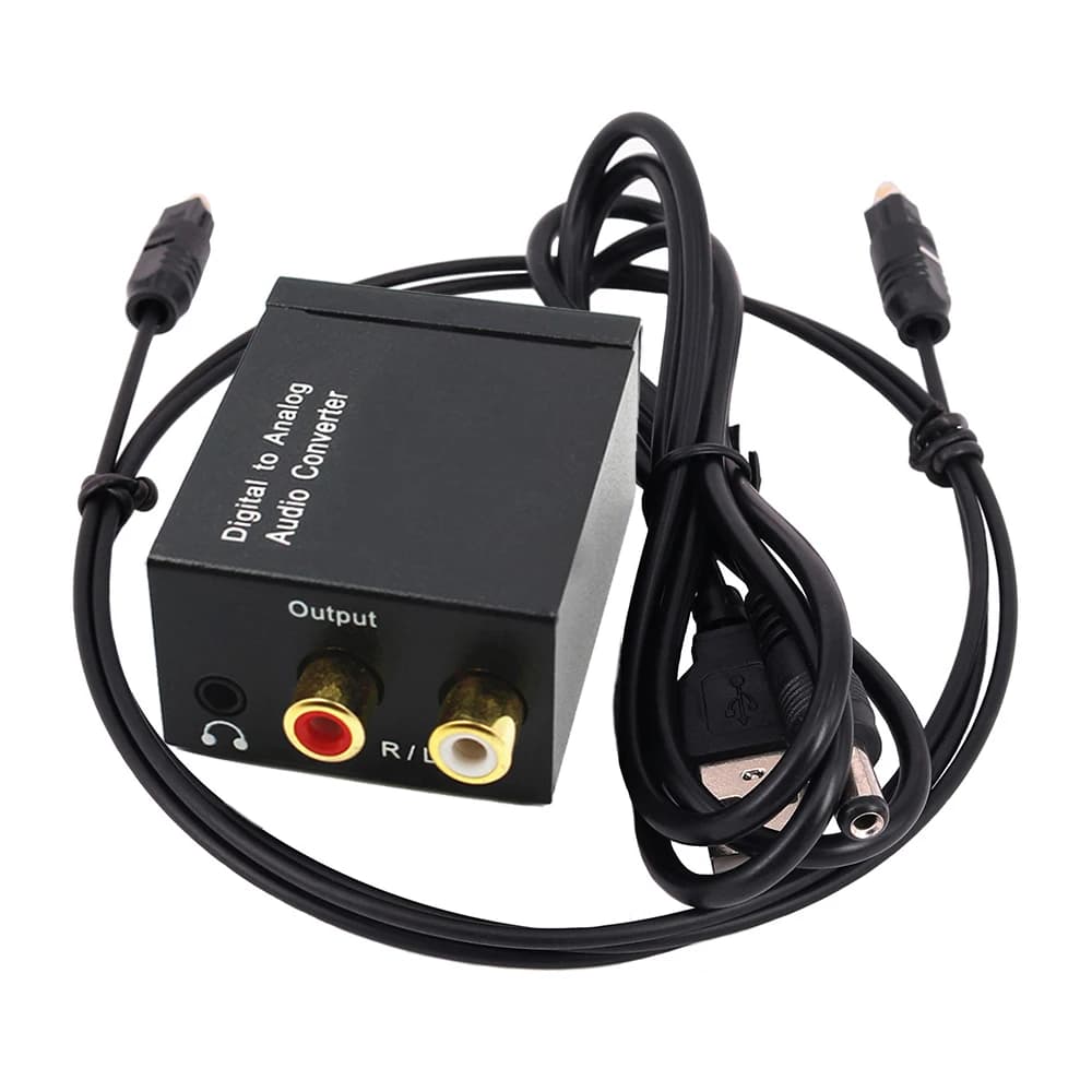 3.5MM AUDIO JACK Coaxial Optical Digital to Analog Audio Converter with Sound Gain Technology - Upgrade your Sound Experience!