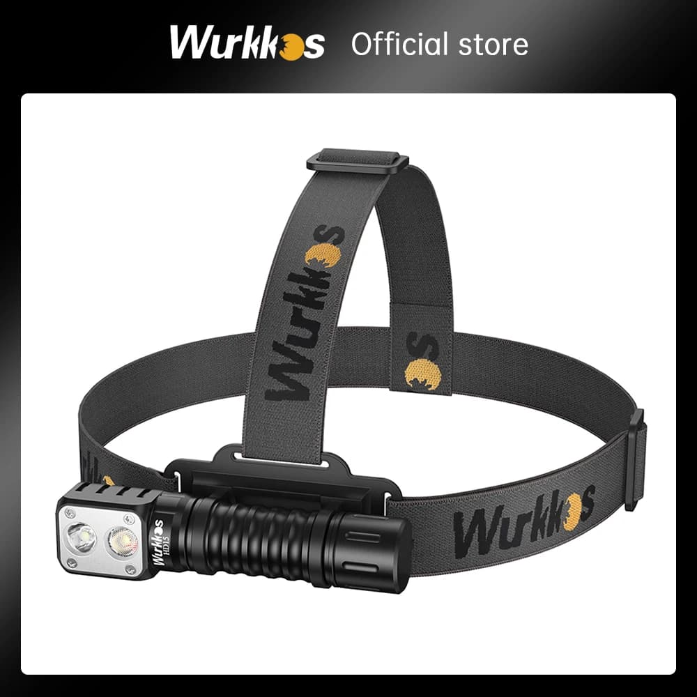 Wurkkos HD15 Headlamp 18650 2A Rechargeable Headlight 2000lm Dual LED LH351D+SST20 USB Reverse Charge Magnetic Tail Hiking