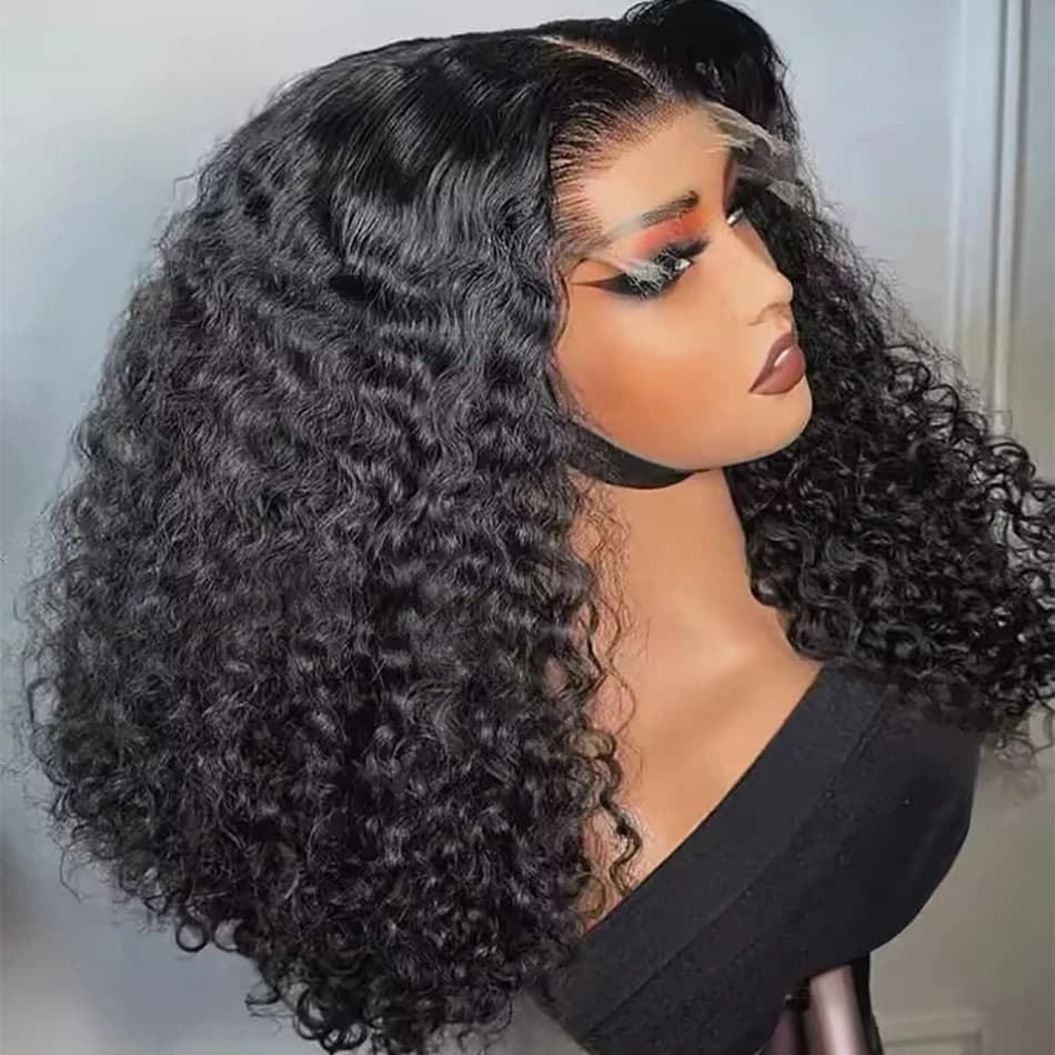 13X4 Short Curly Bob Wig Brazilian Human Hair 4X4 Lace Front Wigs Lace Frontal Deep Wave Wig For Black Women 250% Glueless Wig