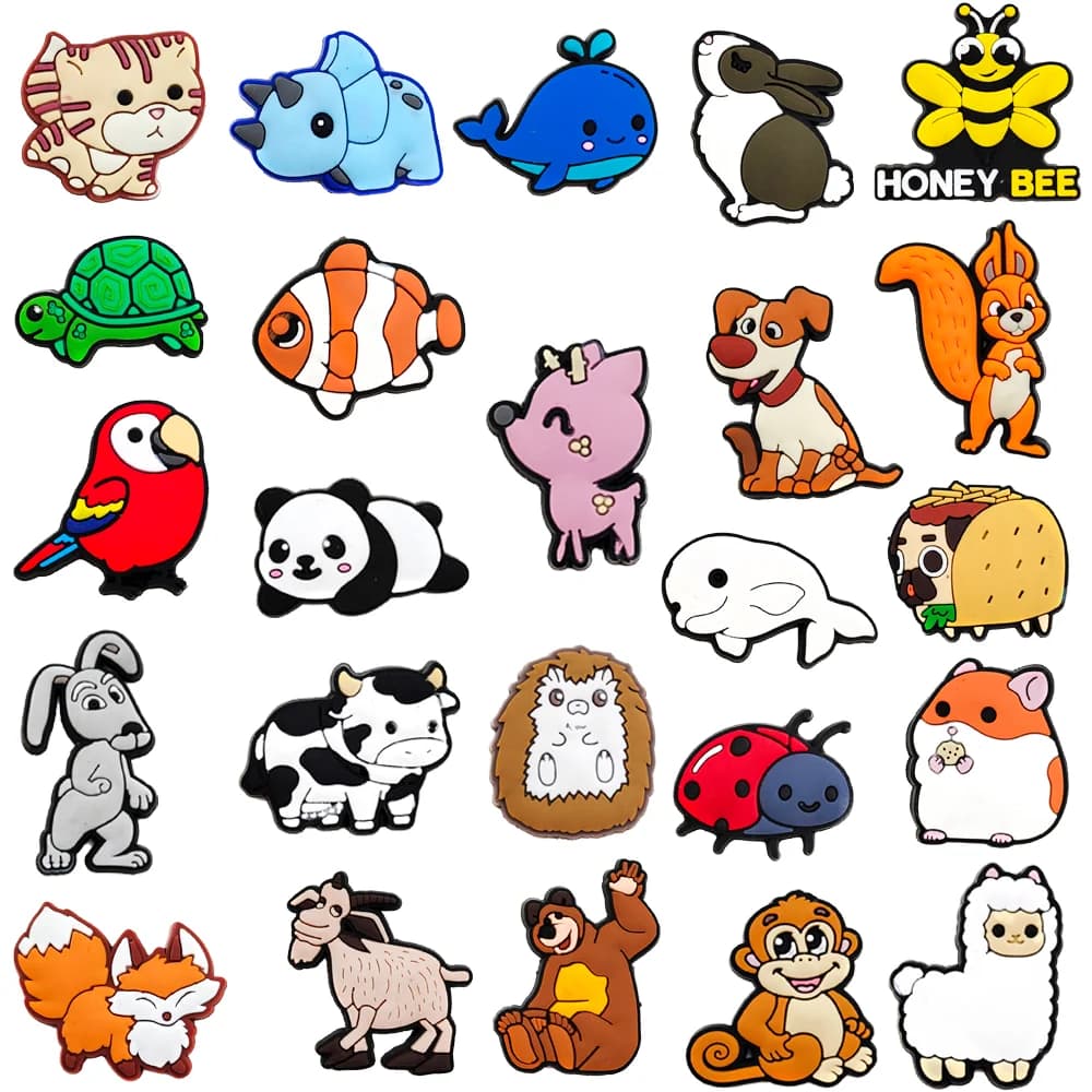 1pcs Mix Small animals Shoe Accessories PVC Child Garden Shoe Buckle Decorations Fit Sandals Wristband Shoe Charm