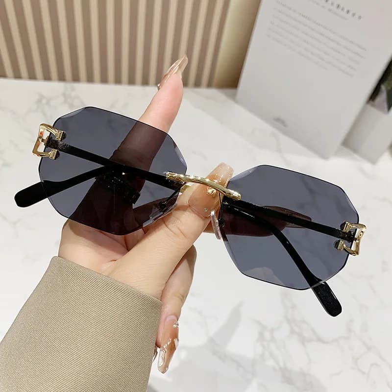 New Vintage Sunglasses Women Men Ellipse Sun Glasses Female Round Oculos De Sol ﻿for Male Metal Eyeglass Legs Polygon Eyewear