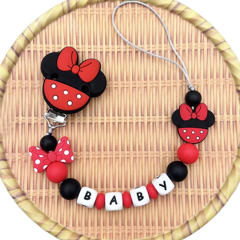 Personalized English Russian Letters Baby Silicone Strawberry Pacifier Clips Chains Holder Teether Pendants Teething Kawaii Gift