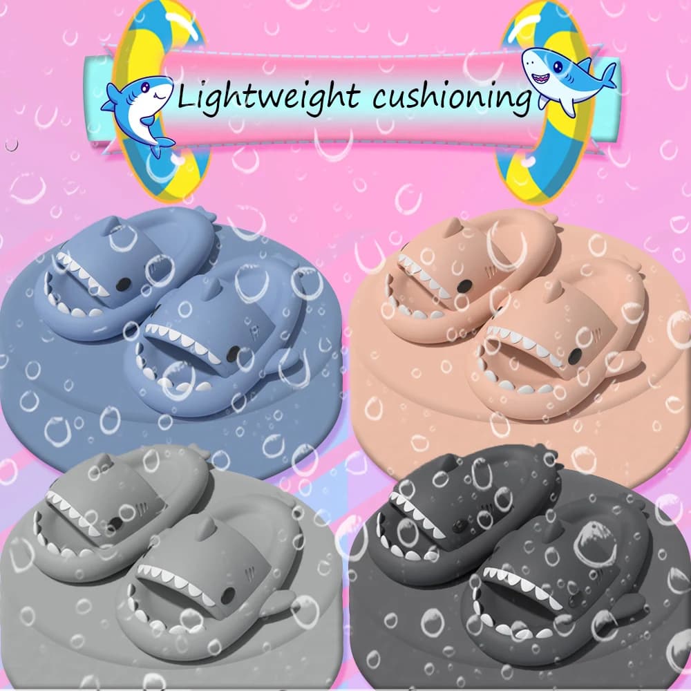 Summer Shark Slippers EVA Flip Flops Unisex Non-Slip Indoor Outdoor Slides Cute Beach Shoes for Men Women Girls Boys