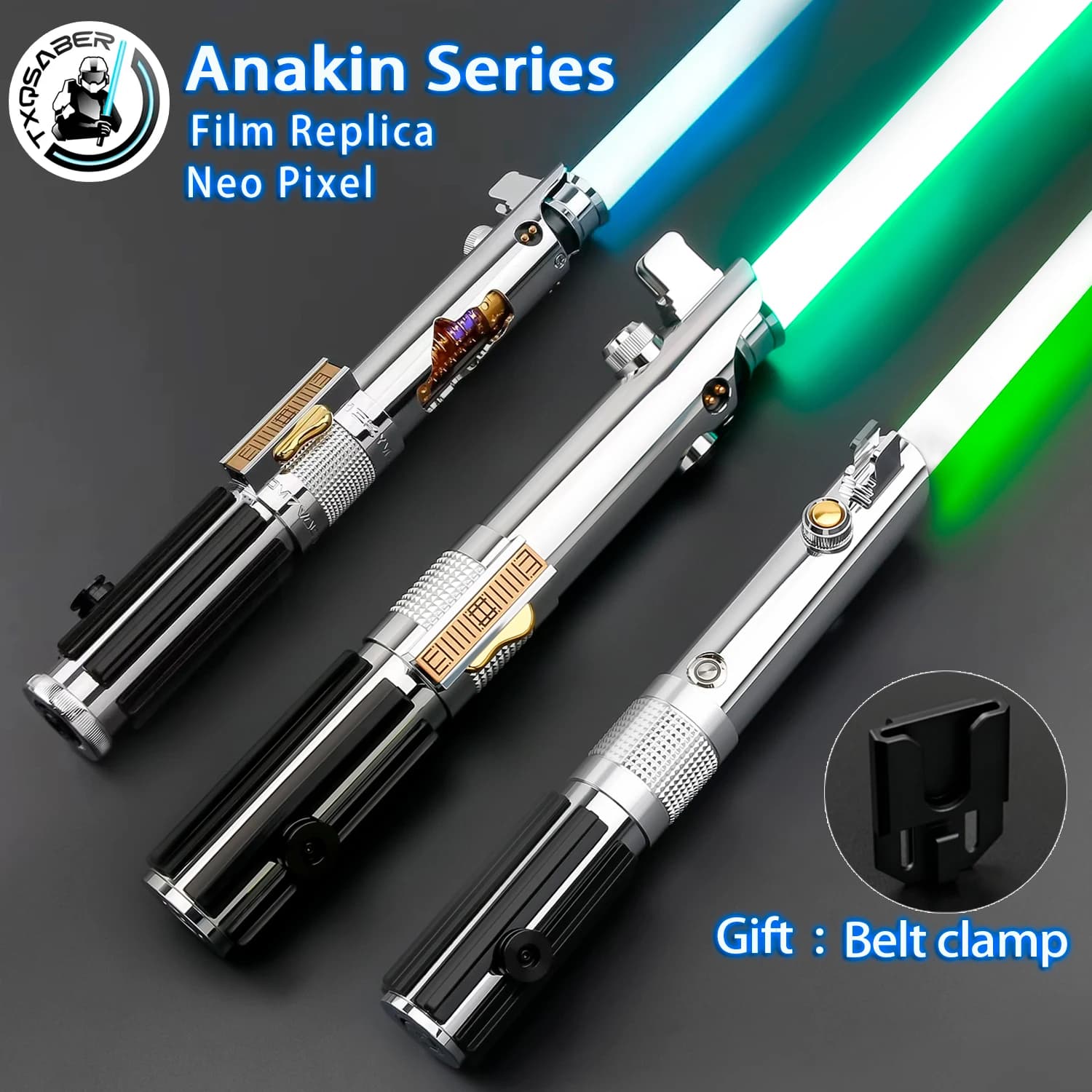 TXQSABER High Quality Anakin Series Replica Lightsaber Metal Hilt Heavy Dueling RGB Pixel Laser Sword 27 Sets Soundfonts Cosplay