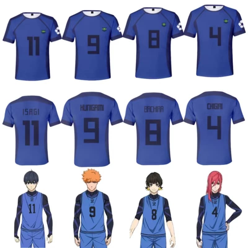 Men T-shirt Anime Japanese Blue Lock Isagi Yoichi Football Jersey 3d Print Tshirt Cosplay Hyoma Chigiri Meguru T shirt Tops Boy
