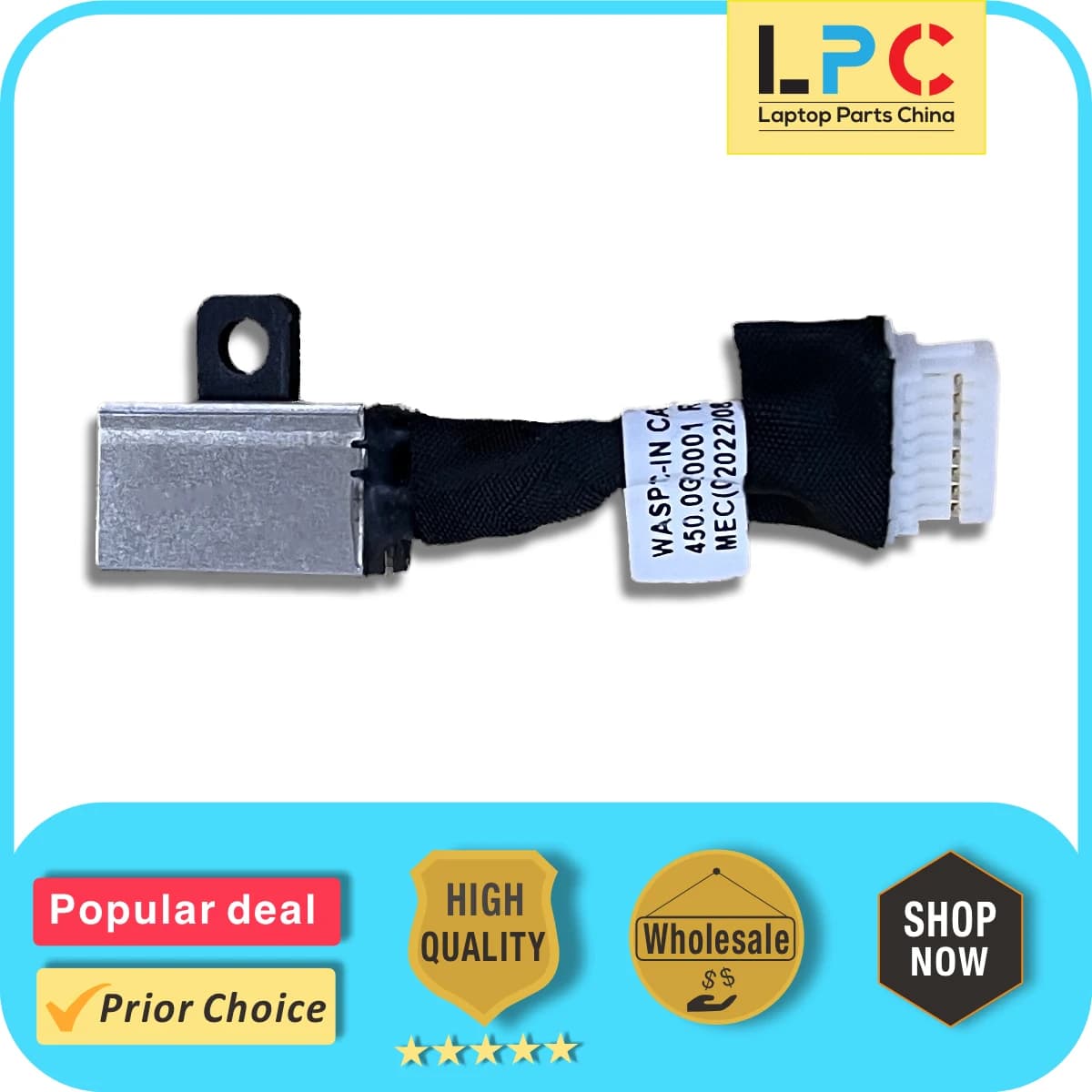 For Dell Inspiron 5390 5391 Latitude 3301 DC Power Jack with Cable Charging Port Socket Connector Cable 04K41T 450.0GW01.0001