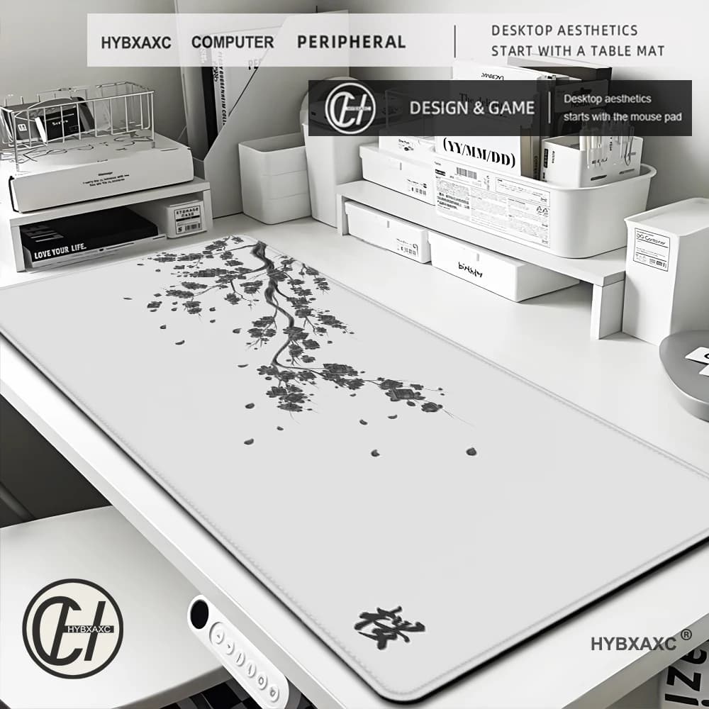 Japan Cherry Blossom Mouse Pad Gray Laptops Gaming Deskmat Sakura Mousepad Anime Office Carpet Gamer Keyboard Computer Desks
