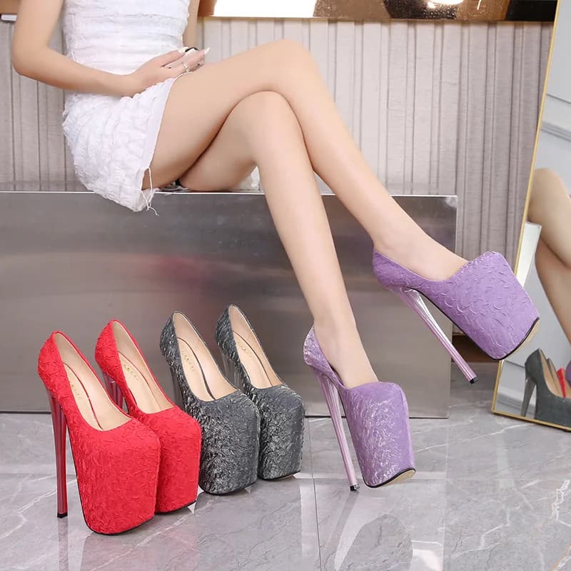 New Women Pumps Autumn Satin Sexy Platform High Heel Wedding Shoes Woman Super Thin Heeled 22 cm Large Size Shoes WSH4507