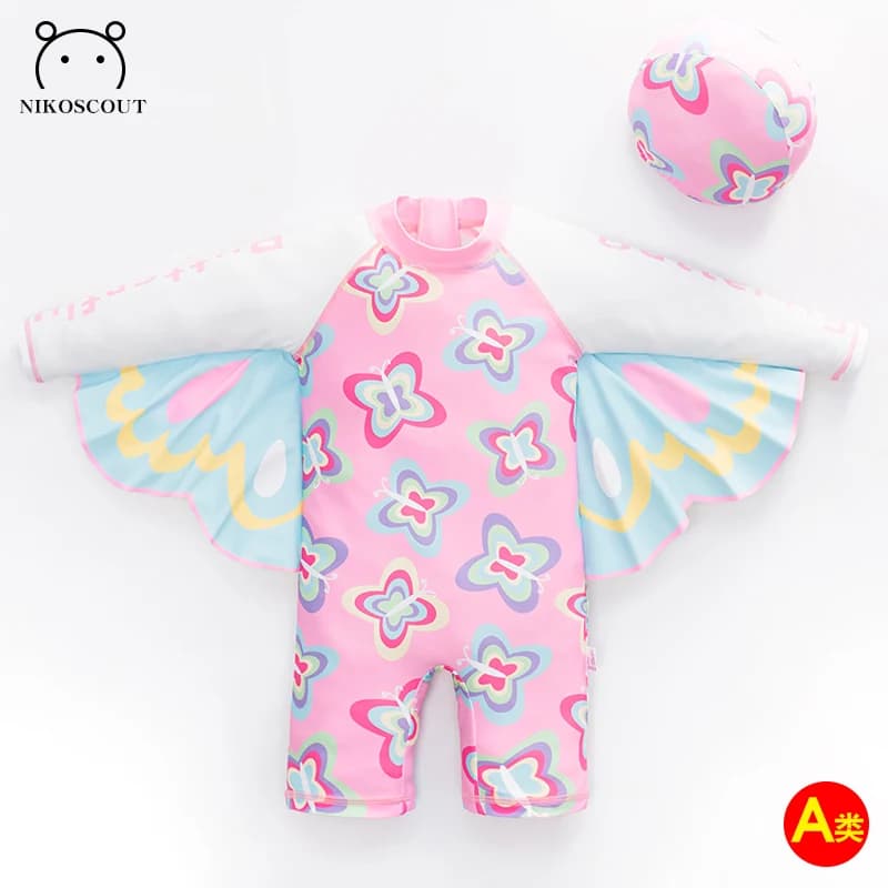 Girls Swimsuit Girl Baby Swimsuit Children's Quick-Drying Long-Sleeved Sun Protection One-Piece Fashionable Princess Swimsuit