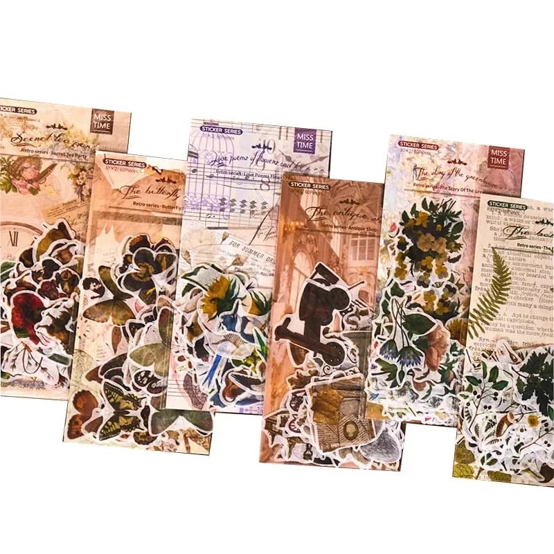 60PCS Ins Angel Retro Sticker Mini Cute flower Sticker   Scrapbooking Kawaii Decorative Stationery Stickers