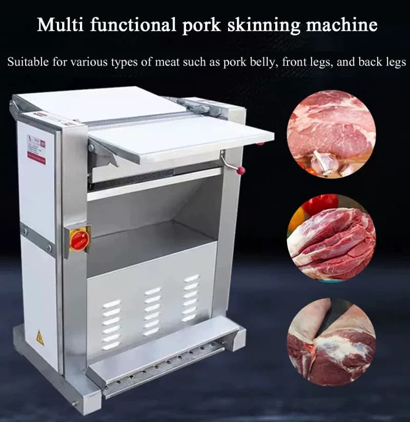 Adjustable Thickness Pork Skin Peeler Separator Removal Machine Commercial Pork Belly Skinning Machine Beef Skin Peeling Machine