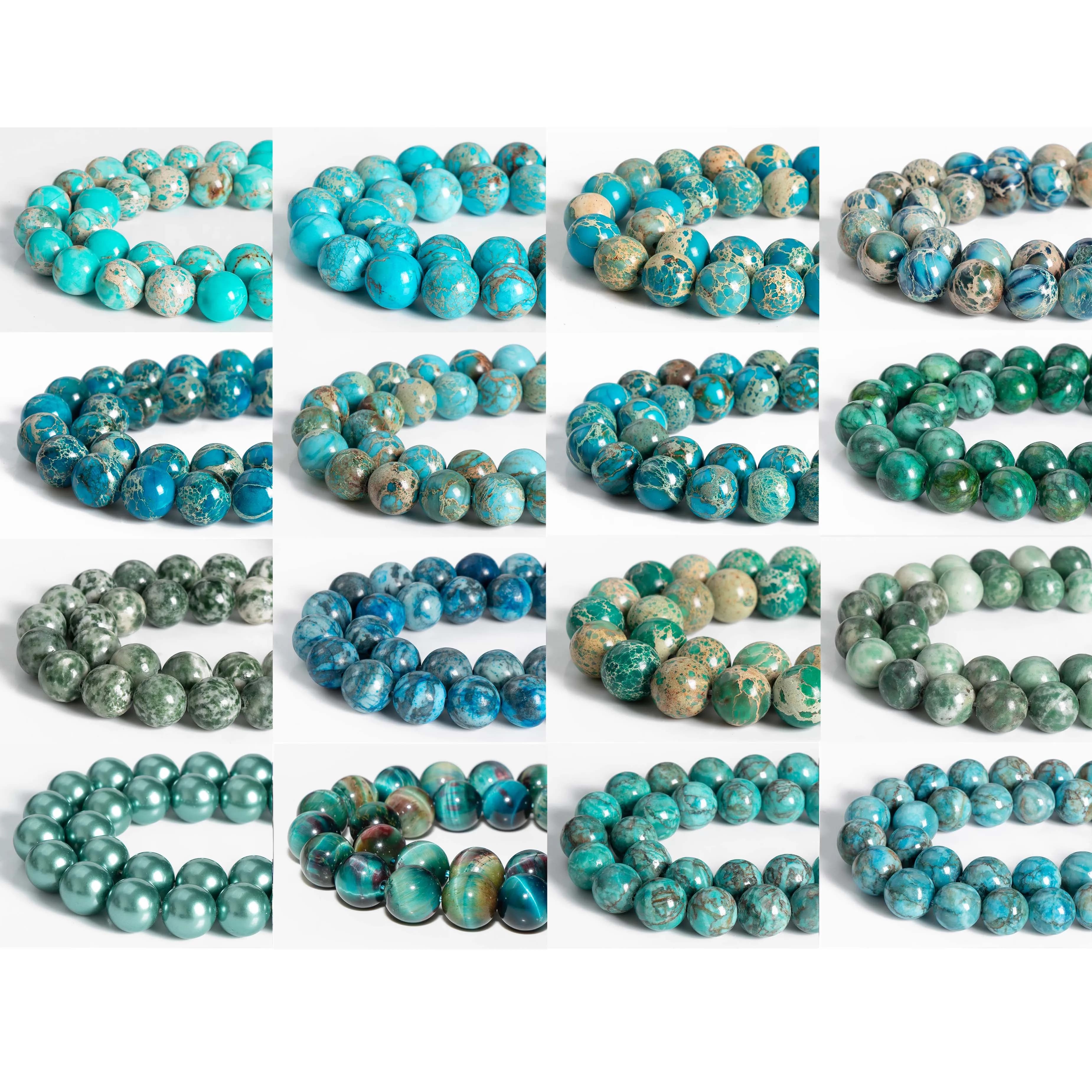 Genuine Natural Blue Stone beads  Imperial Jasper Round Loose Beads for Jewelry Making 4/6/8/10/12mm