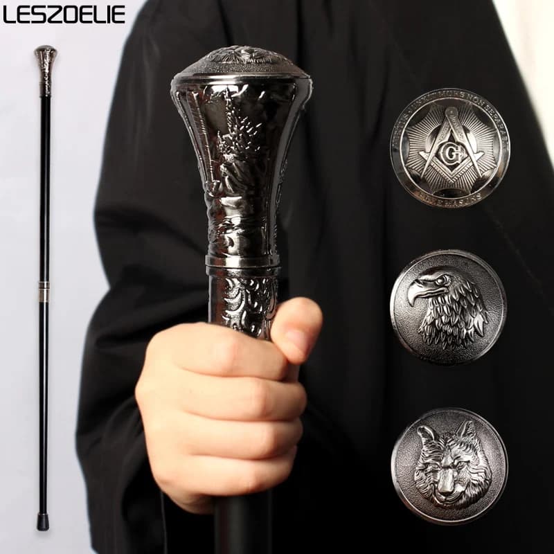 Eagle-Head Luxury Walking Stick Cane Men Fashion Decorative Masonic Walking Stick Wolf-Head Elegant Canes Vintage Knob Stick