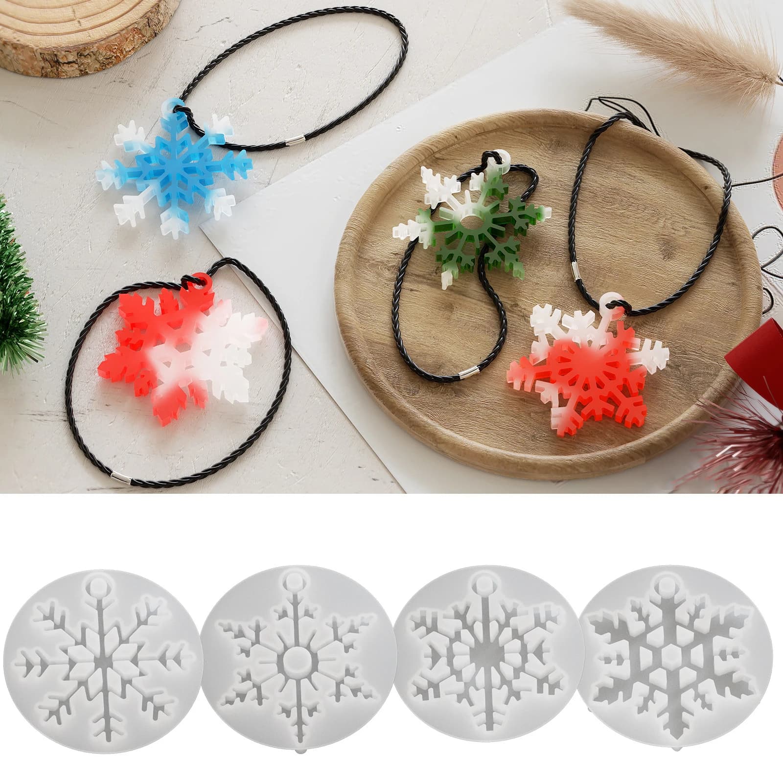 Crystal Epoxy Resin Mold Ornaments Snowflake Shape Resin Mold Christmas Ornament Pendant Silicone Molds For Jewelry Making Mold