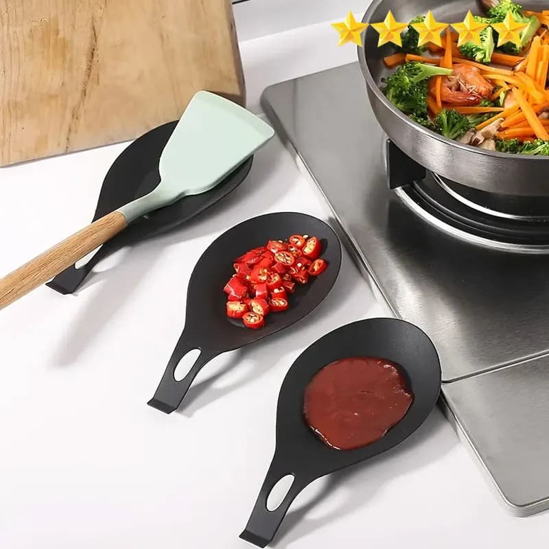 【Hot sales】Silicone Spoon Rest Spatula Holder Heat Resistant Utensil Placemat Tray Kitchen Tools